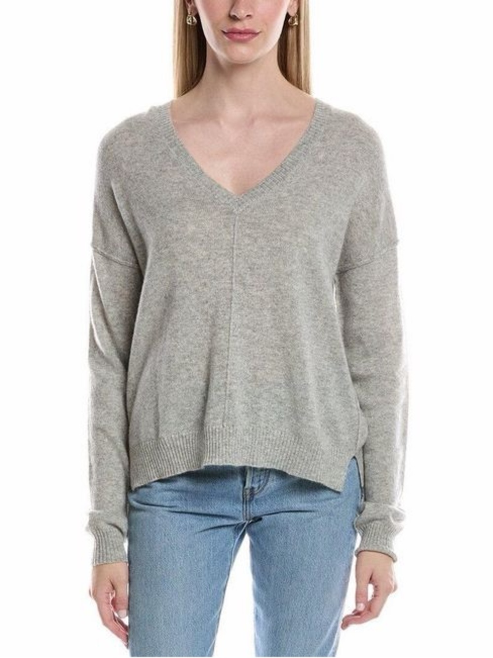 H&M Light Gray V-Neck Knit Sweater